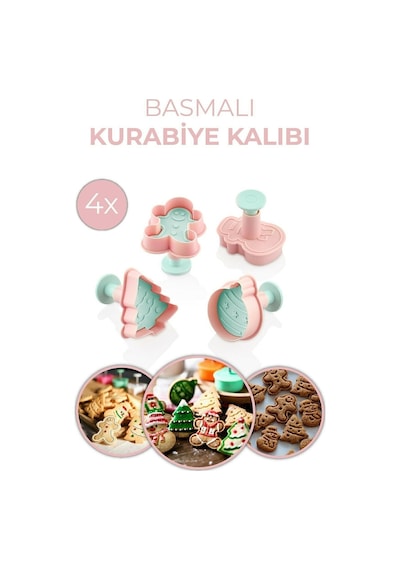 Bayev Yılbaşı Kurabiye Kalıbı 3133 Çam Ağacı - Gingerbreadman- Kardan Adam