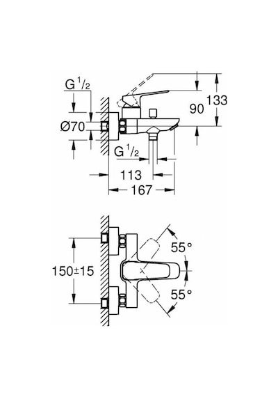 Grohe Cubeo 1018130000 Tek Kumandalı Banyo Bataryası Gri
