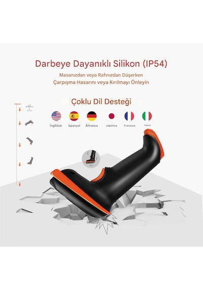 Tera 1d 2d Qr Kablosuz Barkod Okuyucu Darbeye Dayanıklı D5100