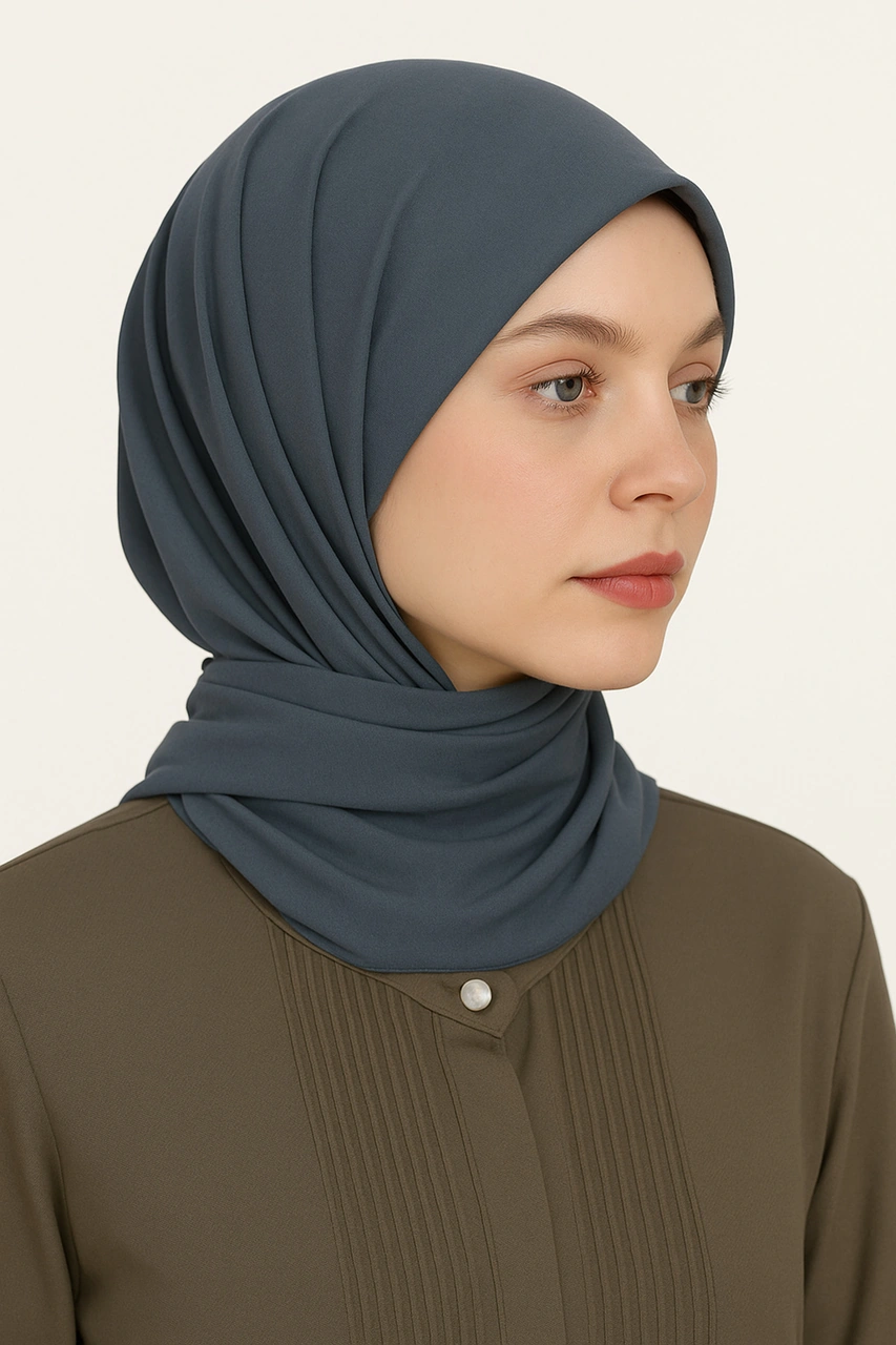 Mim Eşarp Pratik Çıtçıtlı Şal Koyu Gri