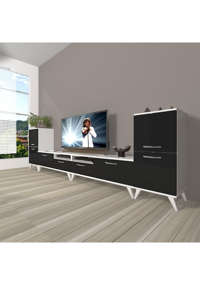 Decoraktiv Eko 9200 Mdf Retro Tv Ünitesi Tv Sehpası Beyaz - Siyah