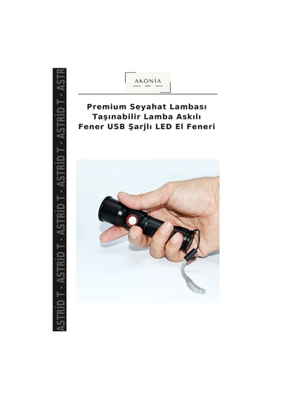 Premium Seyahat Lambası Taşınabilir Lamba Askılı Fener Usb Şarjlı Led El Feneri Çok Renkli