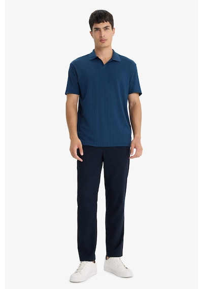 Defacto Regular Fit Krinkıl Polo Yaka Kısa Kollu Tişört E1207ax25aunv147 Lacivert