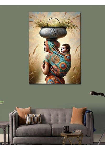Kanvas Tablo Anne Ve Bebek Motifi 70cmx100cm