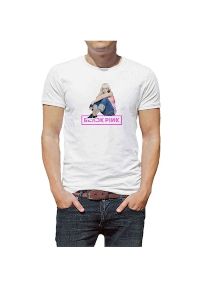 Lisa Blackpınk Yg Entertainment K Pop Baskılı Beyaz Erkek Tshirt