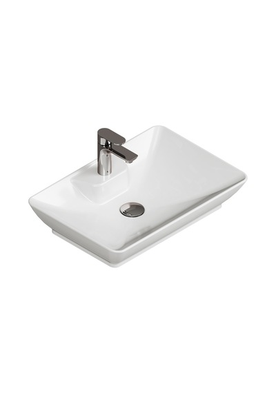 Aqua Bagno Leon Tezgah Üstü Lavabo 60x40 Cm Batarya Delikli Seramik Beyaz Çanak Lavabo-1.31.62.1.no