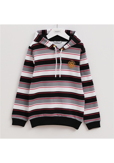 Wanex Erkek Çocuk Kapüşonlu Uzun Kol İnce Sweatshirt - 16224 Siyah