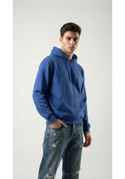 Hoxie Unisex Rahat Kesim Pamuklu Yumuşak Dokulu İçi Polarlı Basic Desenli Kapüşonlu Sweatshirt Koyu Mavi Hoxie Unisex Rahat Kesim Pamuklu Yumuşak Dokulu İçi Polarlı Basic Desenli Kapüşonlu Sweatshirt Koyu Mavi