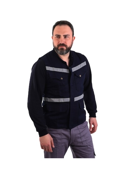 Eser - V Yaka Gabardin Yelek - İş Yeleği - Lacivert