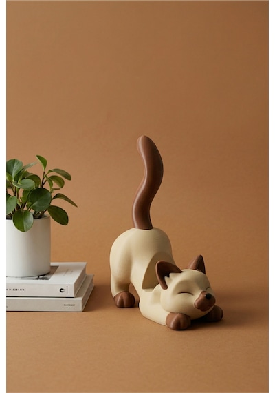 Kedi Figürlü Telefon Tutucu Stand - 3d Baskı Ofis Masaüstü Aksesuarı Ve Biblo