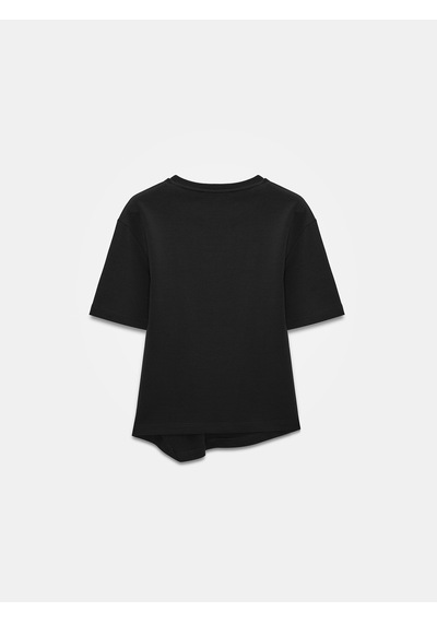 Dilvin 32445 Aksesuar Detaylı Basic T-shirt-siyah Siyah