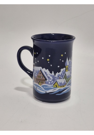 Vintage Christmas Kar Yağışı Temalı Porselen Kupa 10,5cm 003 Çok Renkli