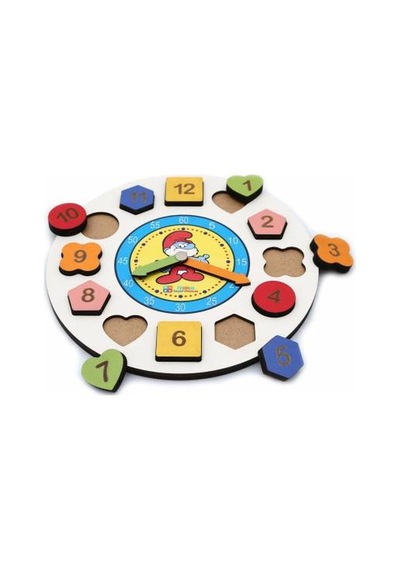 Ahşap Geometri Saat - Eğitici Saat - Ahşap Saat - Oyuncak Saat