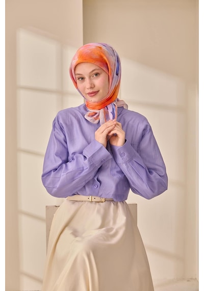 Silk Home Olinda İpek Eşarp 47004-28 Gümüş, Mor, Turuncu, Lacivert