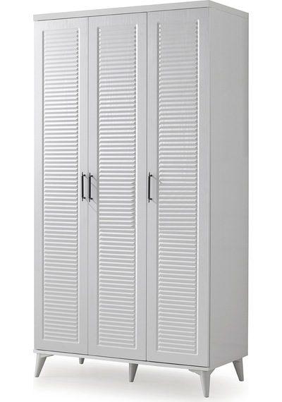 GuneyStore Paris 3 Kapaklı Komple MDF Beyaz Gardırop
