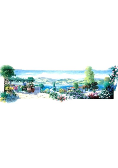 5348 Bahçe Teras 1000 Parça Panaromic Puzzle /Art  Puzzle
