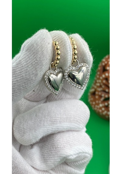 Xuping Kadın Rose Gold Halka Sallantılı Taşlı Kalp Küpe Şık Ve Zarif Küpe Altın