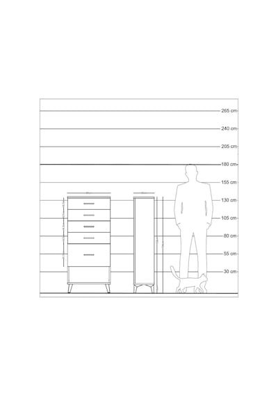 Arges Dolap 5 Çekmeceli 60x30x134 Aytaşı-antrasit Aytaşı