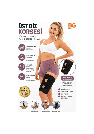 Ayarlanabilir Üst Bacak Korsesi Sporcu Üst Diz Bandajı Uyluk Bacak Tamamlayıcı Korse Üst Baldırlık Genel