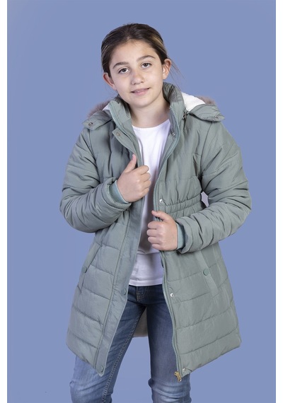 Toontoy Kız Çocuk İtici Kapüşonlu Fermuar Ve Çıtçıt Kapamalı Cepli Beli Lastikli Uzun Mont - İçi Suni Kürklü Yeşil Toontoy Kız Çocuk İtici Kapüşonlu Fermuar Ve Çıtçıt Kapamalı Cepli Beli Lastikli Uzun Mont - İçi Suni Kürklü Yeşil
