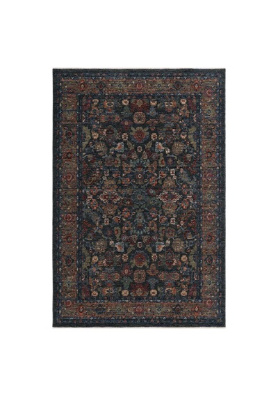 Cool Halı Saray Lacivert Vintage Etnik Çiçek Motifli Soft Çerçeveli Bohem Oturma Odası Salon Halısı