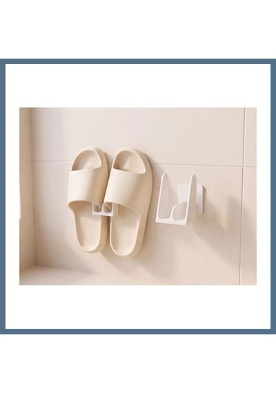 Buradabulabilirsin 3d Baskı Duvara Monte Banyo Terlik Askısı Minimalist Terlik Rafı Delmeden Yapıştırmalı Beyaz Bbz