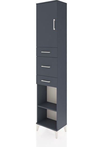 Arges Dolap 3 Raflı 3 Çekmeceli Tek Kapaklı 44x30x221 Antrasi... Antrasit
