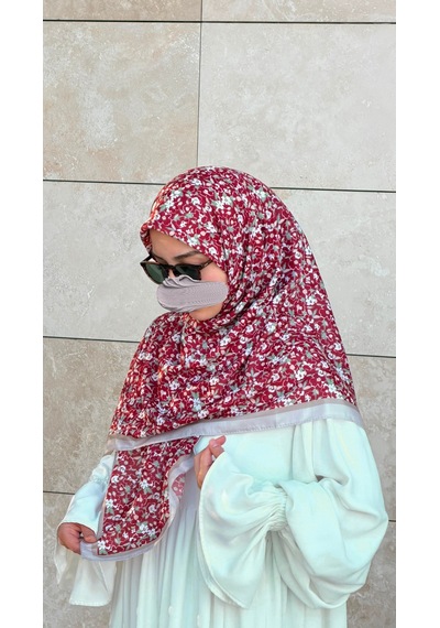 Qalortex Scarf Meyra Desen B.boy Eşarp - Bordo