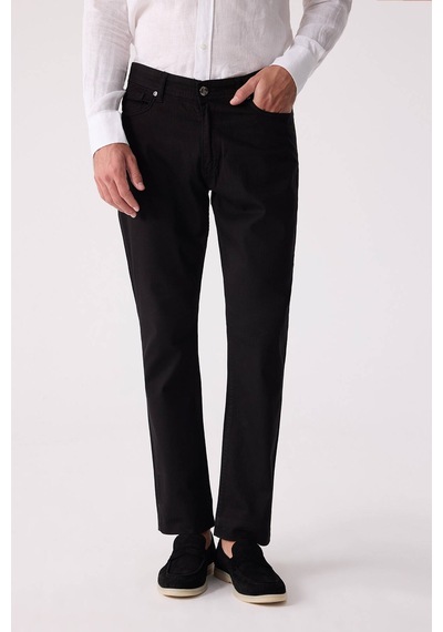 Erkek Siyah Slim Fit Üst Cep Kanvas Pantolon