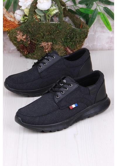 Fort Dks 020 Hafif Rahat Keten Sneaker Erkek Ayakkabı Siyah