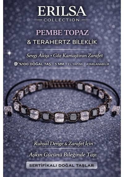 Sertifikalı Pembe Topaz Bileklik - 5 Mm Küp Kesim Terahertz Doğal Çok Renkli