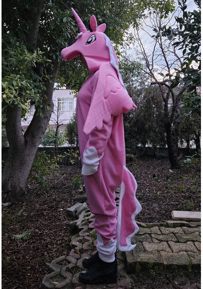 Unicorn Kostümü Yetişkin Unicorn Pijama Tulum Kostüm Pembe