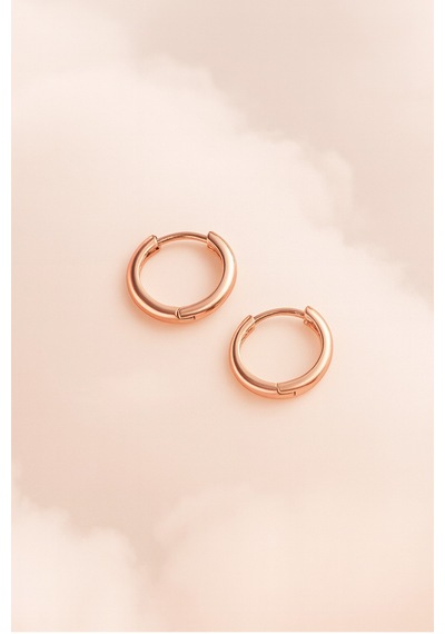 Çekirdekjewelry 925 Ayar Gümüş Düz Sade Halka Küpe Pembe
