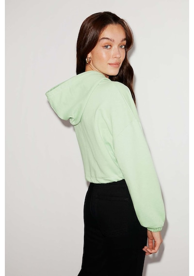 Ethıquet Sılk Crop Yeşil Sweatshirt
