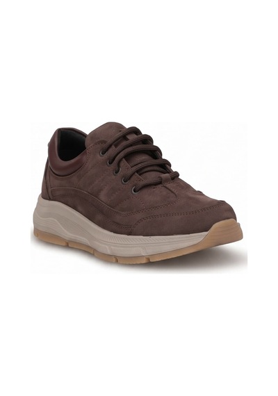 King Paolo L1399n Erkek Hakiki Nubuk Deri Memory Foam Klasik Sneaker Kahverengi
