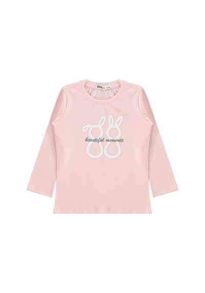 Civil Girls Tavşan Baskılı 2-5 Yaş Sweatshirt - Pudra