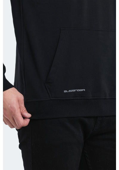 Slazenger Obra In Erkek Kapüşonlu Cepli Siyah Sweatshirt Siyah