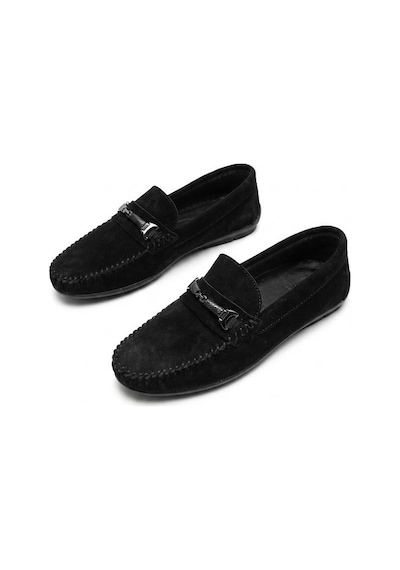 Mehmet Mete 31058 Siyah Süet Hakiki Deri Loafer Erkek Babet Erkek Ayakkabı
