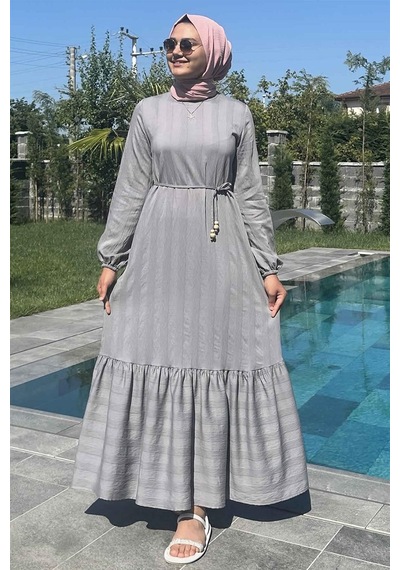 Rabia Şamlı Seda Gri Elbise Normal
