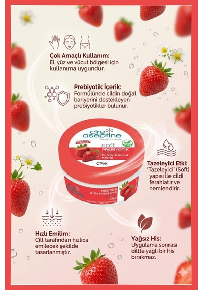 Cire Aseptine Krem Prebiyotik Çilek 100ml