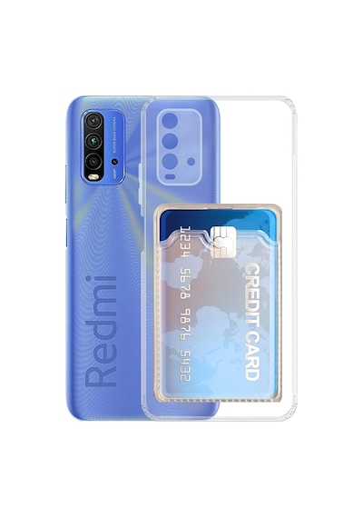 Kvy Xiaomi Redmi 9t Kamera Korumalı Kartlıklı Setra Şeffaf Silikon Kılıf