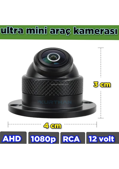 Ahd 1080p 150'' Geniş Açılı Metal Kasa 4 3 Cm Mini Kamera 12 V