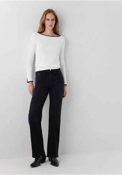 Mavi Victoria Wide Leg, Yüksek Bel Antrasit Kadın Jean Pantolon 101072-a3816