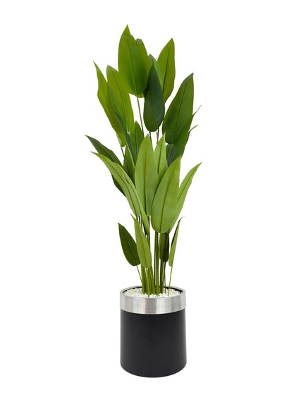 Biçiçek Yapay Starli̇ce 220 Cm Metal Gövdeli̇ 22 Yapraklı Si̇yah Gümüş Metal Saksıda