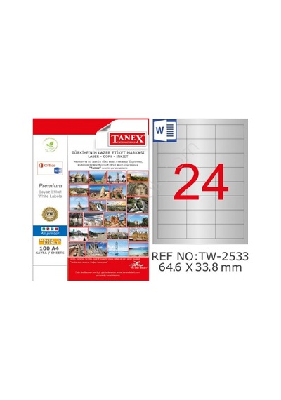 Tanex Tw-2533 S 64.6X33.8 MM Silver Lazer Etiket 600'lü