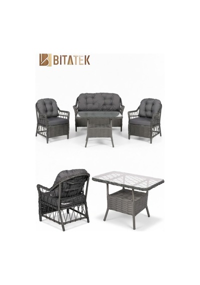 Dora Garden Home Inci 2+1+1 Rattan Bahçe Takımı Masalı Antrasit Siyahçizgili Dora Garden Home Inci 2+1+1 Rattan Bahçe Takımı Masalı Antrasit Siyahçizgili