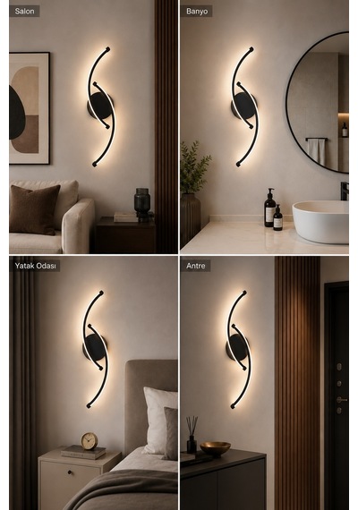 Bero Modern Led Duvar Apliği Günışığı Siyah