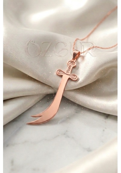 925 Ayar Gümüş Zülfikar Kolye Rose Gold