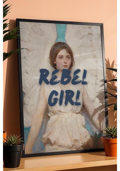 Abbott Handerson Thayer Angel Rebel Girl Çerçeveli Tablo Klasik Portre Değiştirilmiş Sanat Altered Art