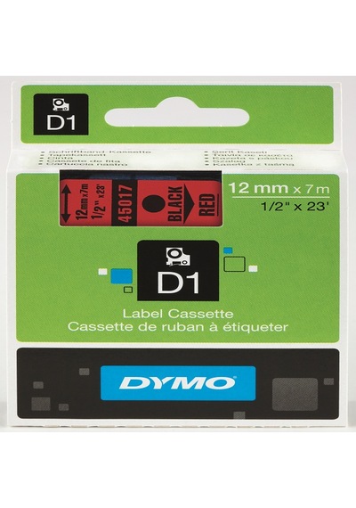 Dymo D1 Şerit Standart 12 Mmx7 Mt Kırmızı Üzerine Siyah 45017 Diğer